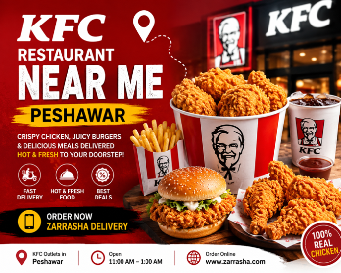 KFC fried chicken, burgers and family bucket available for online food delivery in Peshawar