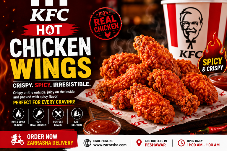 KFC hot chicken wings served crispy and spicy for online food delivery KFC hot chicken wings served crispy and spicy for online food delivery