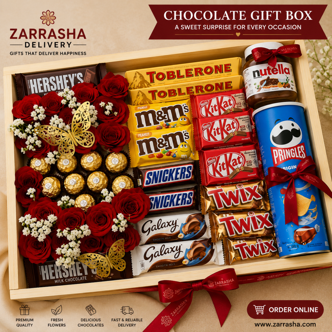 Chocolate gift box with assorted chocolates for online delivery
