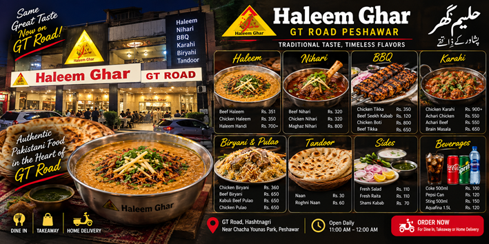 Haleem Ghar GT Road Peshawar Menu – Haleem, Nihari, BBQ and Biryani Haleem Ghar GT Road Peshawar Menu – Haleem, Nihari, BBQ and Biryani