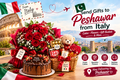 Send Gifts to Peshawar from Italy Send gifts to Peshawar from Italy: customised cake, flowers and chocolates at a family's door
