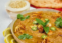 Haleem Recipe: Easy Pakistani Beef Haleem at Home Haleem recipe: bowl of beef haleem topped with fried onions, ginger and mint