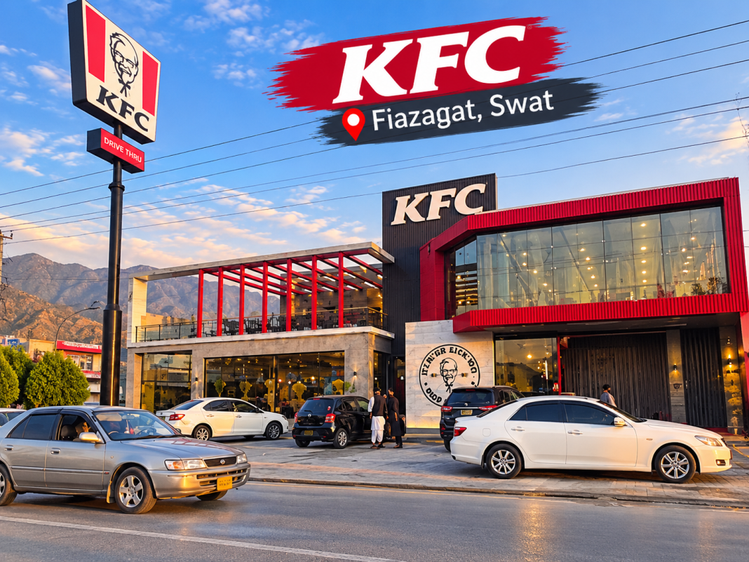 KFC Swat Mingora Street View KFC Swat branch on Mingora Fizagat Bypass next to Swat Hilton Hotel