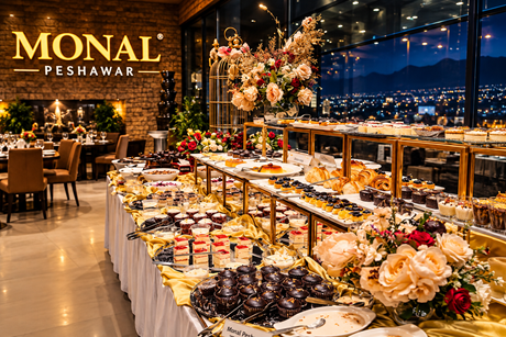 Monal Peshawar_ Luxurious Night Buffet Monal Peshawar rooftop restaurant with outdoor seating at Monal Square